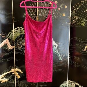 Betsey Johnson pink sequin mini dress NWT